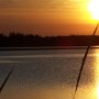 <p align=left>Premier coucher de soleil qui nous fait apprécier le côté rivière